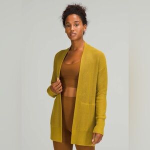 Lululemon Cashlu Wrap green open front cashmere Cardigan size 8